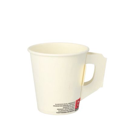 80 Trinkbecher mit Henkel, Pappe 0,18 l &Oslash; 7,3 cm x 7,8 cm weiss