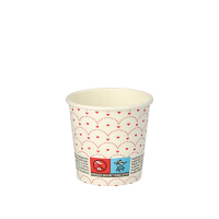 25 Trinkbecher mit Henkel, Pappe 0,1 l &Oslash; 6 cm x 6,2 cm weiss "Hj&auml;rtan"