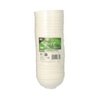 Papstar 50 Fingerfood - Schalen, Zuckerrohr "pure" rund 65 ml &Oslash; 7,2 cm x 3 cm weiss