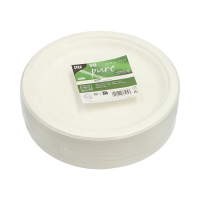 Papstar 50 Teller, Zuckerrohr "pure" ungeteilt &Oslash; 23 cm x 2 cm weiss