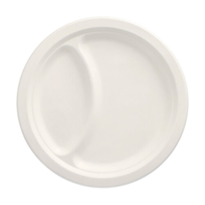 Papstar 50 Teller, Zuckerrohr "pure" 2-geteilt &Oslash; 23 cm x 2 cm weiss