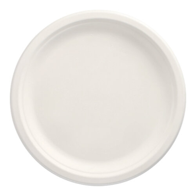 Papstar 12 Teller, Zuckerrohr "pure" ungeteilt &Oslash; 26 cm x 2 cm weiss