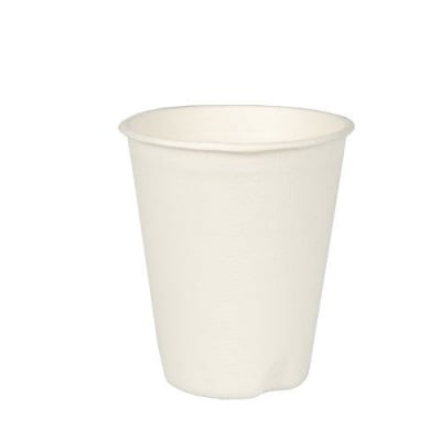 Papstar 12 Trinkbecher, Zuckerrohr &quot;pure&quot; 0,2 l &Oslash; 8 cm &Acirc;&middot; 9,1 cm weiss f&uuml;r Hei&szlig;getr&auml;nke