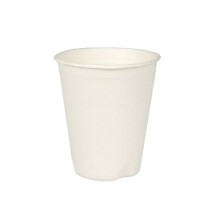 Papstar 12 Trinkbecher, Zuckerrohr "pure" 0,2 l &Oslash; 8 cm x 9,1 cm weiss f&uuml;r Hei&szlig;getr&auml;nke