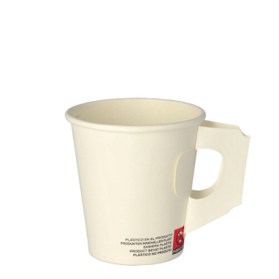 25 Trinkbecher mit Henkel, Pappe 0,18 l &Oslash; 7,3 cm x 7,8 cm weiss