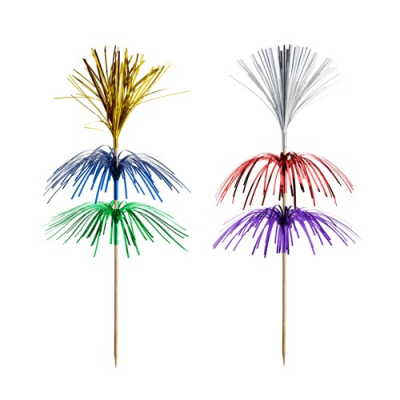 100 Deko-Picker 18 cm farbig sortiert &quot;Feuerwerk&quot; 3-lagig