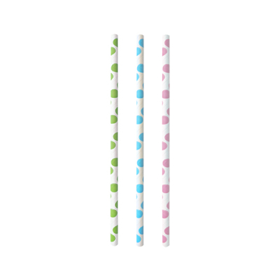 Papstar 25 Trinkhalme, Papier &Oslash; 6 mm x 20 cm farbig sortiert "Dots"