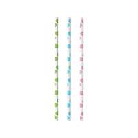 Papstar 25 Trinkhalme, Papier &Oslash; 6 mm x 20 cm farbig sortiert "Dots"