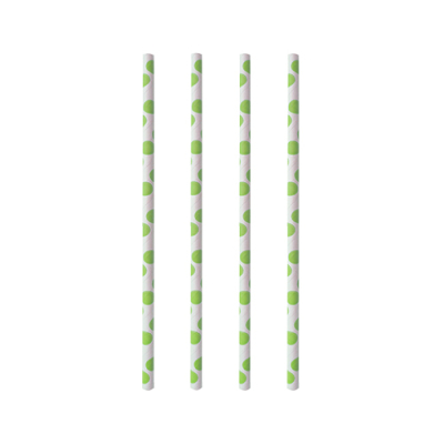 Papstar 100 Trinkhalme, Papier &Oslash; 6 mm x 20 cm "green Dots"