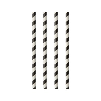 Papstar 100 Trinkhalme, Papier &Oslash; 6 mm x 20 cm schwarz/weiss "Stripes"