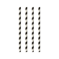 Papstar 100 Trinkhalme, Papier &Oslash; 6 mm x 20 cm schwarz/weiss "Stripes"
