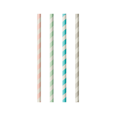 Papstar 100 Trinkhalme, Papier &Oslash; 6 mm x 20 cm farbig sortiert "Stripes"