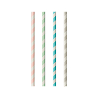 Papstar 100 Trinkhalme, Papier &Oslash; 6 mm x 20 cm farbig sortiert "Stripes"