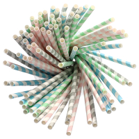 Papstar 100 Trinkhalme, Papier &Oslash; 6 mm x 20 cm farbig sortiert "Stripes"