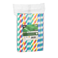 Papstar 100 Shake-Halme, Papier &Oslash; 8 mm x 21 cm farbig sortiert "Stripes"