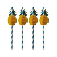 Papstar 50 Trinkhalme, Papier &Oslash; 6 mm &Acirc;&middot; 20 cm blau/weiss &quot;Pineapple&quot;