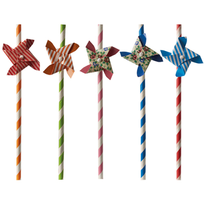 Papstar 50 Trinkhalme, Papier &Oslash; 6 mm x 20 cm farbig sortiert "Windmill"