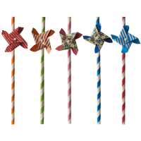 Papstar 50 Trinkhalme, Papier &Oslash; 6 mm x 20 cm farbig sortiert "Windmill"