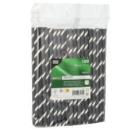 Papstar 100 Shake-Halme, Papier &Oslash; 8 mm x 20 cm schwarz/weiss "Stripes"
