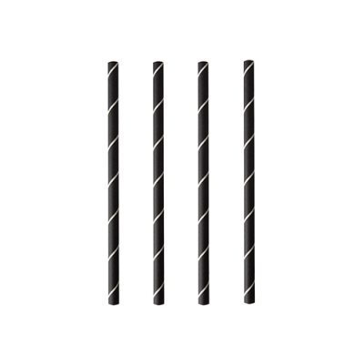 Papstar 250 Cocktail Trinkhalme, Papier &Oslash; 7 mm x 15 cm schwarz/weiss "Stripes"