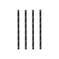 Papstar 250 Cocktail Trinkhalme, Papier &Oslash; 7 mm x 15 cm schwarz/weiss "Stripes"