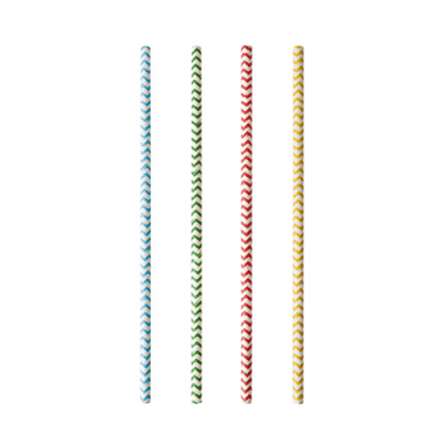 Papstar 25 Trinkhalme, Papier &Oslash; 6 mm x 20 cm farbig sortiert "Zig-Zag"