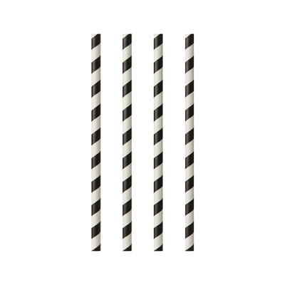 Papstar 25 Trinkhalme, Papier &Oslash; 6 mm x 20 cm schwarz/weiss "Stripes"
