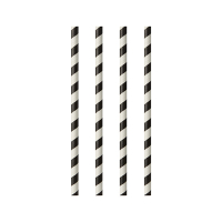 Papstar 25 Trinkhalme, Papier &Oslash; 6 mm x 20 cm schwarz/weiss "Stripes"