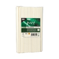 Papstar 100 Trinkhalme Papier "pure" &Oslash; 6 mm x 20 cm weiss flexibel