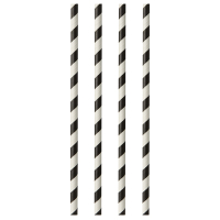 Papstar 100 Trinkhalme, Papier &Oslash; 6 mm x 29 cm schwarz/weiss "Stripes"