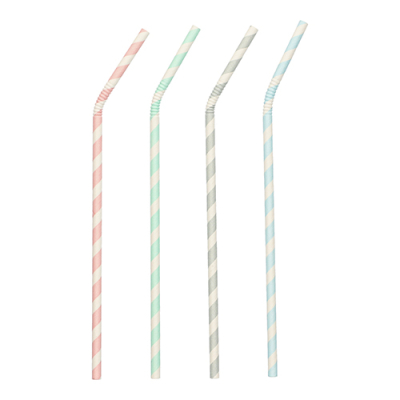 Papstar 100 Trinkhalme, Papier &Oslash; 6 mm x 22 cm farbig sortiert "Stripes" flexibel