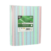 Papstar 200 Trinkhalme, Papier &Oslash; 6 mm x 21 cm farbig sortiert