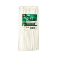 Papstar 100 Trinkhalme, flexibel, Papier "pure" &Oslash; 6 mm x 20 cm weiss einzeln geh&uuml;llt