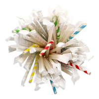 Papstar 100 Trinkhalme, flexibel, Papier &Oslash; 6 mm x 20 cm farbig sortiert "Stripes" einzeln geh&uuml;llt