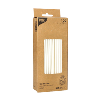 Papstar 100 Trinkhalme, Papier &Oslash; 6 mm x 20 cm weiss