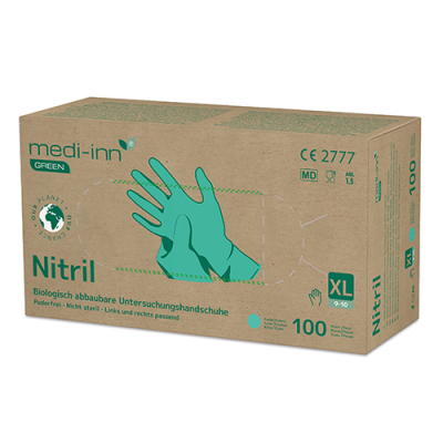 100 &quot;Medi-Inn&Acirc;&reg; GREEN&quot; Handschuhe, Nitril puderfrei gr&uuml;n Gr&ouml;&szlig;e XL, biologisch abbaubar