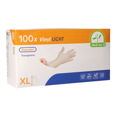 100 &quot;Medi-Inn&Acirc;&reg; PS&quot; Handschuhe, Vinyl gepudert &quot;Light&quot; transparent Gr&ouml;&szlig;e XL