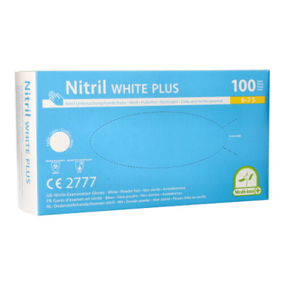 100 Medi-Inn&reg; PS Handschuhe, Nitril puderfrei "White Plus" weiss Gr&ouml;&szlig;e S