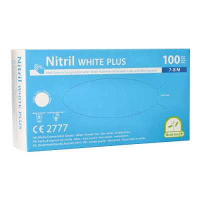 100 Medi-Inn&reg; PS Handschuhe, Nitril puderfrei "White Plus" weiss Gr&ouml;&szlig;e M