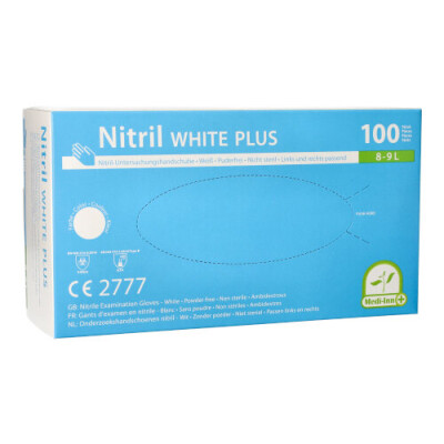 100 Medi-Inn&reg; PS Handschuhe, Nitril puderfrei "White Plus" weiss Gr&ouml;&szlig;e L