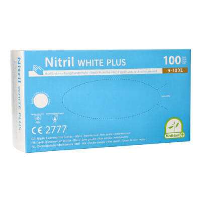 100 Medi-Inn&reg; PS Handschuhe, Nitril puderfrei "White Plus" weiss Gr&ouml;&szlig;e XL
