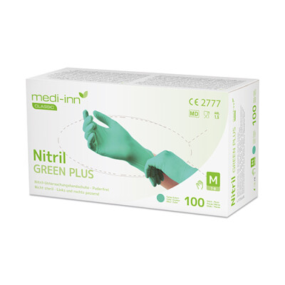 100 Medi-Inn&reg; Classic Handschuhe, Nitril puderfrei "Green Plus" gr&uuml;n Gr&ouml;&szlig;e M