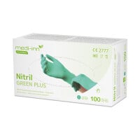 100 &quot;Medi-Inn&Acirc;&reg; Classic&quot; Handschuhe, Nitril puderfrei &quot;Green Plus&quot; gr&uuml;n Gr&ouml;&szlig;e XL