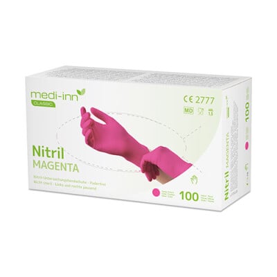 100 &quot;Medi-Inn&Acirc;&reg; Classic&quot; Handschuhe, Nitril puderfrei magenta &quot;Nitril Magenta&quot; Gr&ouml;&szlig;e L