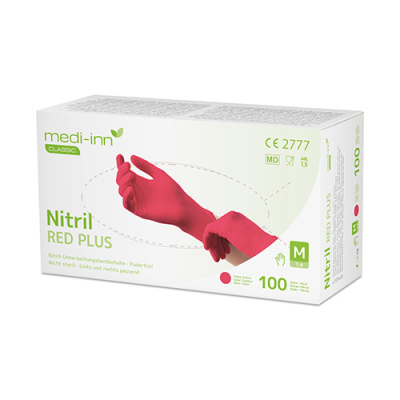 100 Medi-Inn&reg; Classic Handschuhe, Nitril puderfrei rot "Nitril Red Plus" Gr&ouml;&szlig;e S