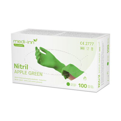 100 Medi-Inn&reg; Classic Handschuhe, Nitril puderfrei apfelgr&uuml;n "Nitril Apple Green" Gr&ouml;&szlig;e L
