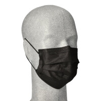 50 Medi-Inn&reg; Mundschutz Type II 3-lagig 9 cm x 17,5 cm schwarz mit Nasenb&uuml;gel