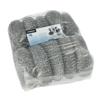 10 Topfreiniger, Draht rund &Oslash; 13 cm x 4,5 cm silber , kratzend