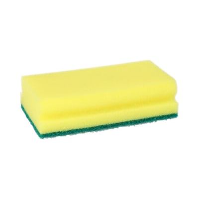 3 Topfreiniger, Schwamm Jumbo eckig 4,1 cm x 14,8 cm x 8,5 cm gelb/gr&uuml;n mit Griffrille, kratzend