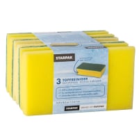 3 Topfreiniger, Schwamm Jumbo eckig 4,1 cm x 14,8 cm x 8,5 cm gelb/gr&uuml;n mit Griffrille, kratzend